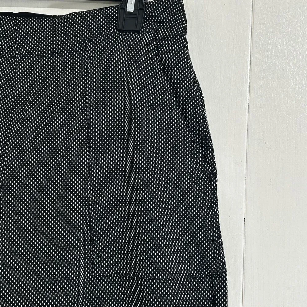 Max Studio Women Black White Pants Size Large Pull On Wide Leg Elastic Waist